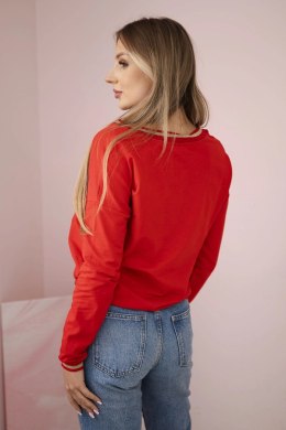 Bluza damska z napisem z cekinami czerwona uniwersalny