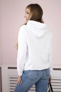 Bluza damska z zamkiem na kapturze biała uniwersalny