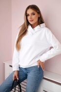 Bluza damska z zamkiem na kapturze biała uniwersalny