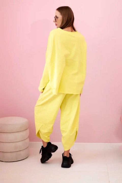 Komplet bawełniany bluza + spodnie żółty neon uniwersalny Komplet bawełniany bluza + spodnie żółty neon uniwersalny
