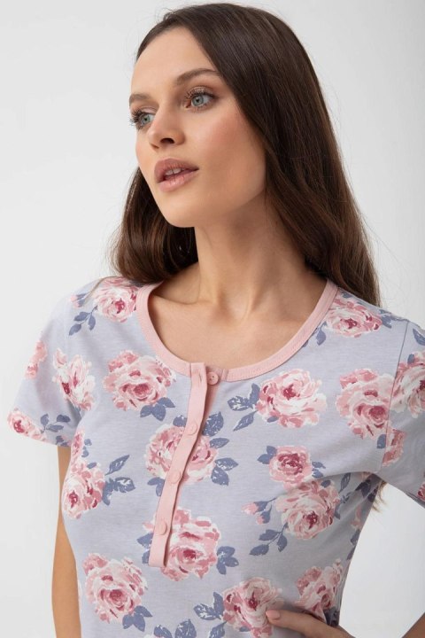 Koszula 260 Kolor(szaroniebieski-róże) Rozmiar(XXXL)