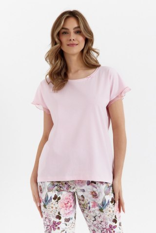 PIŻAMA DAMSKA 474 KR R.2XL XXL jasny różowy/kwiaty różówe