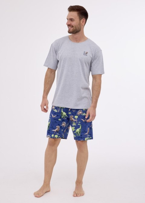 PIŻAMA MĘSKA 326/272 DINOSAUR 2 KR R.3XL-5XL XXXXL szary melange PIŻAMA MĘSKA 326/272 DINOSAUR 2 KR R.3XL-5XL XXXXL szary melange