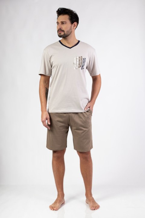 PIŻAMA MĘSKA 477 KR R.2XL XXL beżowy PIŻAMA MĘSKA 477 KR R.2XL XXL beżowy