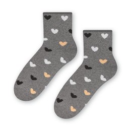 SKARPETY DAMSKIE FROTTE WALENTYNKI 123 SALE 35-37 melanż szary/serca 047