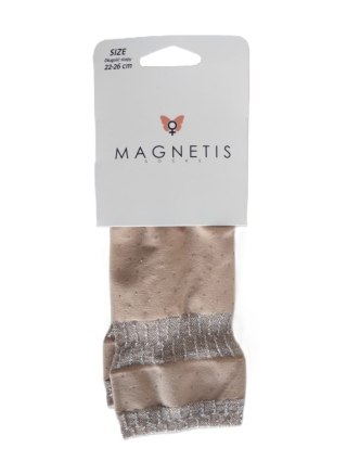 SKARPETY LUREX WZÓR uni beżowy/kropki