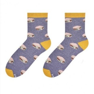 SKARPETY DAMSKIE KOLOROWE 078 39-42 sandwich ciemno szary