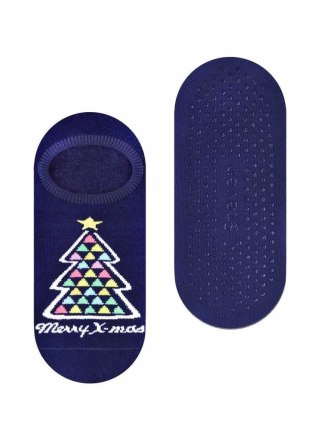 STOPKI DAMSKIE FROTTE ABS 132 35-37 018 granat/choinka