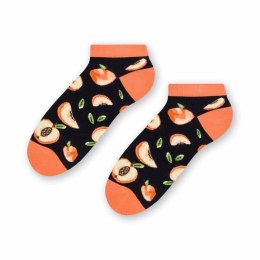STOPKI DAMSKIE SUMMER SOCKS 114 35-37 czarny/brzoskwinie 058