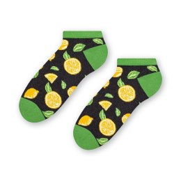 STOPKI DAMSKIE SUMMER SOCKS 114 35-37 czarny/cytryny 083