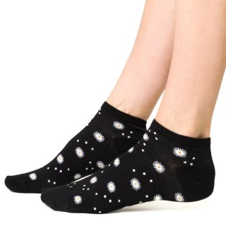 STOPKI DAMSKIE SUMMER SOCKS 114 35-37 czarny/kwiatki 134