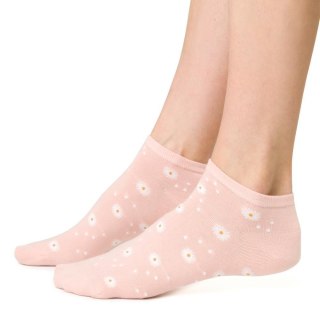 STOPKI DAMSKIE SUMMER SOCKS 114 35-37 morelowy/kwiatki 132