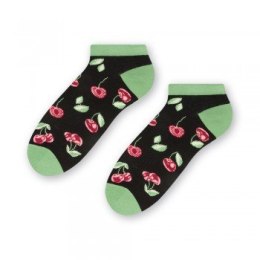 STOPKI DAMSKIE SUMMER SOCKS 114 38-40 czarny/wiśnie 101