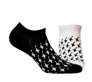 STOPKI WZOROWANE FUNKY 43-46 whiteblack.w08/wz.988