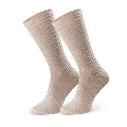 SKARPETY BEZUCISKOWE W PRĄŻEK MERINO WOOL 130 44-46 beżowy