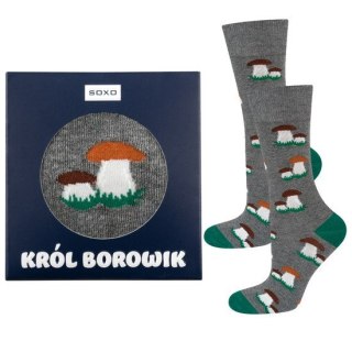 SKARPETY SOXO GRZYBY 40-45 król borowik/grafitowy