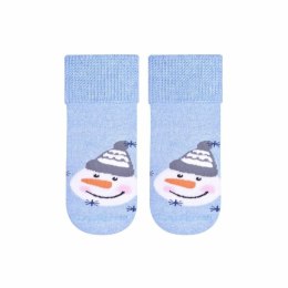 SKARPETKI FROTTE NIEMOWLĘCE 156 14-16 007 błękit/bałwan