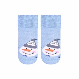 SKARPETKI FROTTE NIEMOWLĘCE 156 14-16 007 błękit/bałwan
