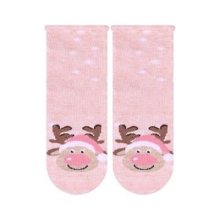 SKARPETKI NIEMOWLĘCE COTTON CANDY 138 11-13 jasny różowy/renifer 128
