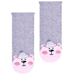 SKARPETKI NIEMOWLĘCE COTTON CANDY 138 11-13 szary/różowy miś 126