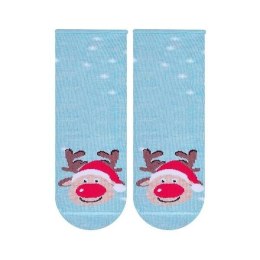 SKARPETKI NIEMOWLĘCE COTTON CANDY 138 17-19 błękitny/renifer 129
