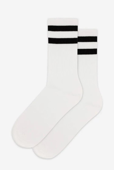 SKARPETY MŁODZIEŻOWE PASKI 39-41 whiteblack SKARPETY MŁODZIEŻOWE PASKI 39-41 whiteblack