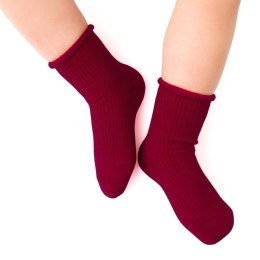 SKARPETY NIEMOWLĘCE MERINO WOOL BEZUCISKOWE 130 20-22 bordowy/bezuciskowy
