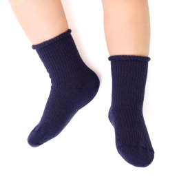 SKARPETY NIEMOWLĘCE MERINO WOOL BEZUCISKOWE 130 20-22 granatowy/bezuciskowy