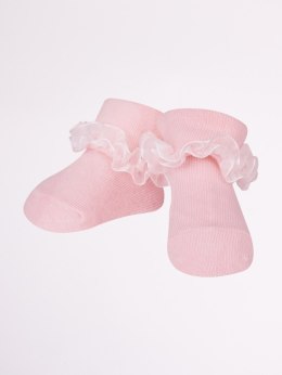 SKARPETY Z FALBANKĄ SKFA/BABY 6-9 miesięcy różowy