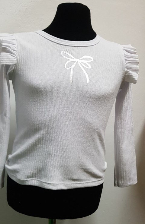 BLUZKA DZIEWCZĘCA KOKARDKA DR R.98-116 104 biały BLUZKA DZIEWCZĘCA KOKARDKA DR R.98-116 104 biały