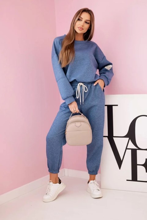 Komplet bluza + spodnie masełko jeansowy melanż uniwersalny