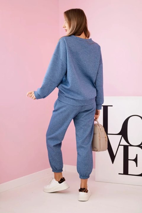 Komplet bluza + spodnie masełko jeansowy melanż uniwersalny
