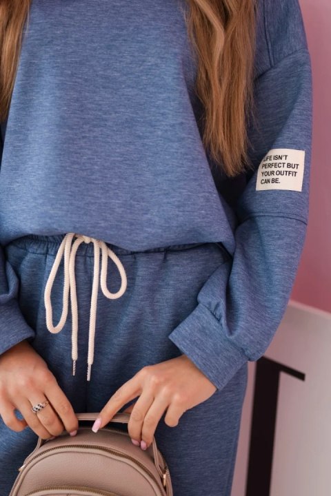 Komplet bluza + spodnie masełko jeansowy melanż uniwersalny