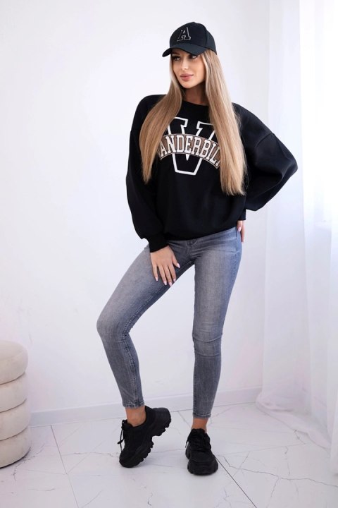 Bluza damska oversize z napisem Vanderbilt czarna uniwersalny Bluza damska oversize z napisem Vanderbilt czarna uniwersalny
