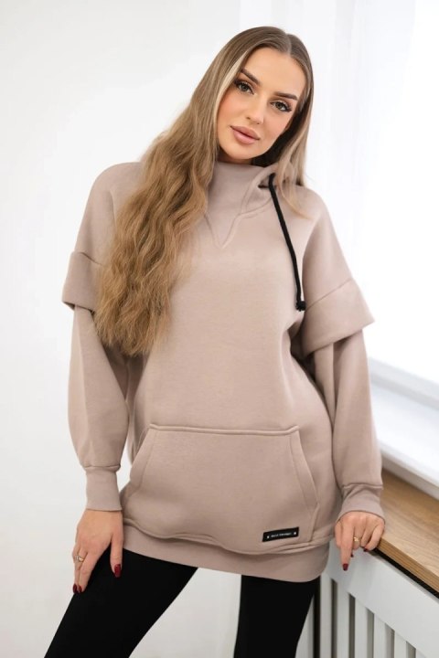 Bluza ocieplana z półgolfem ciemno beżowa uniwersalny