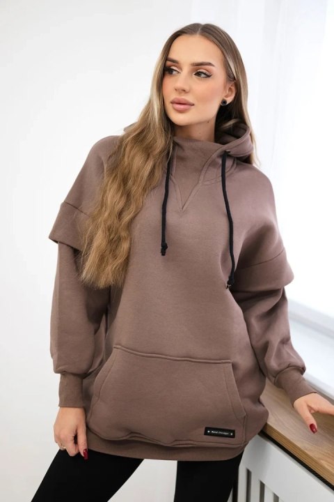 Bluza ocieplana z półgolfem mocca Bluza ocieplana z półgolfem mocca