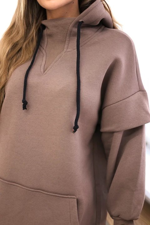 Bluza ocieplana z półgolfem mocca Bluza ocieplana z półgolfem mocca