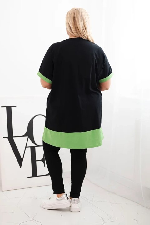 Bluzka damska Plus Size z kwiatowym wzorem i ozdobnymi perełkami zielona uniwersalny