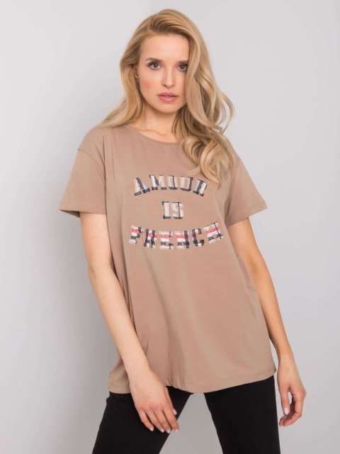 T-shirt FA-TS-6892.88 ciemny bezowy T-shirt FA-TS-6892.88 ciemny bezowy
