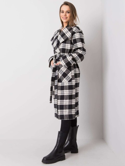 Płaszcz LK-PL-508300.96P czarno-biały 40 Płaszcz LK-PL-508300.96P czarno-biały 40
