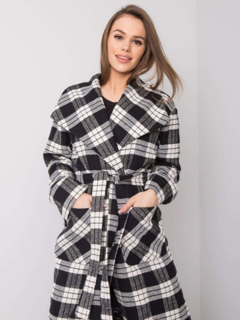 Płaszcz LK-PL-508300.96P czarno-biały 40 Płaszcz LK-PL-508300.96P czarno-biały 40