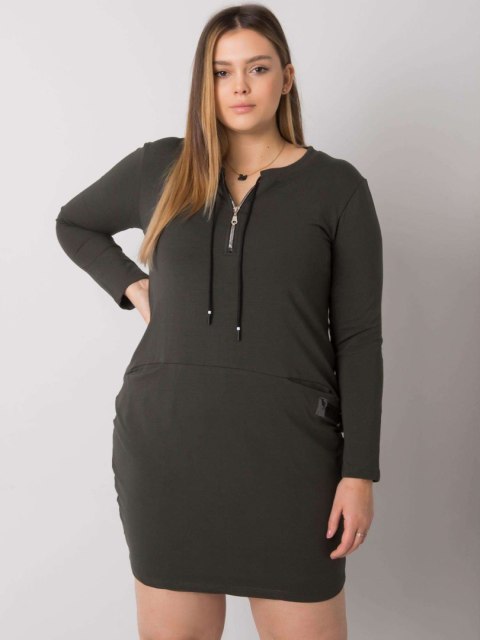 Sukienka RV-SK-7241.43 ciemny khaki Sukienka RV-SK-7241.43 ciemny khaki