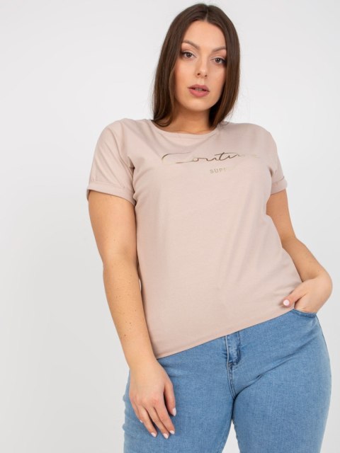 T-shirt RV-TS-7775.66P beżowy T-shirt RV-TS-7775.66P beżowy