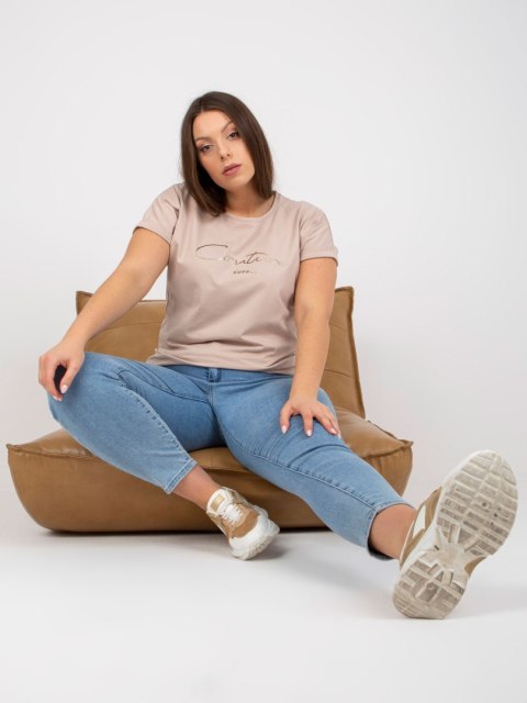 T-shirt RV-TS-7775.66P beżowy T-shirt RV-TS-7775.66P beżowy