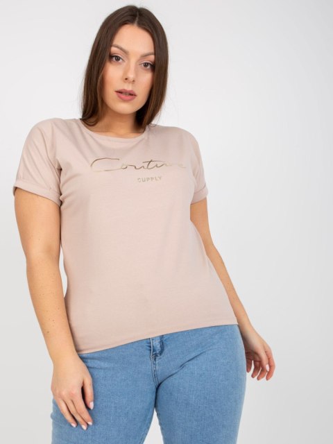 T-shirt RV-TS-7775.66P beżowy T-shirt RV-TS-7775.66P beżowy