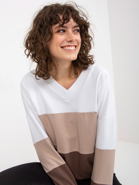 Bluza RV-BL-8328.65P biało-brązowy S/M Bluza RV-BL-8328.65P biało-brązowy S/M