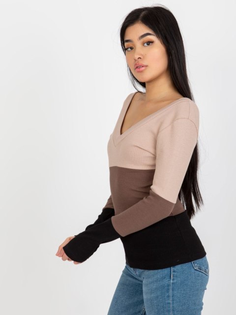 Bluzka RV-BZ-8429.31P czarno-beżowy S/M Bluzka RV-BZ-8429.31P czarno-beżowy S/M