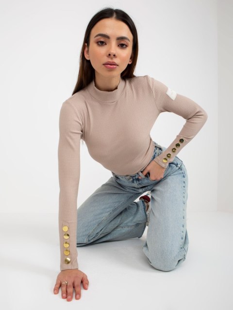 Bluzka TW-BZ-OB-009.28 ciemny bezowy XL Bluzka TW-BZ-OB-009.28 ciemny bezowy XL