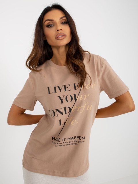 T-shirt FA-TS-8384.90 ciemny bezowy T-shirt FA-TS-8384.90 ciemny bezowy