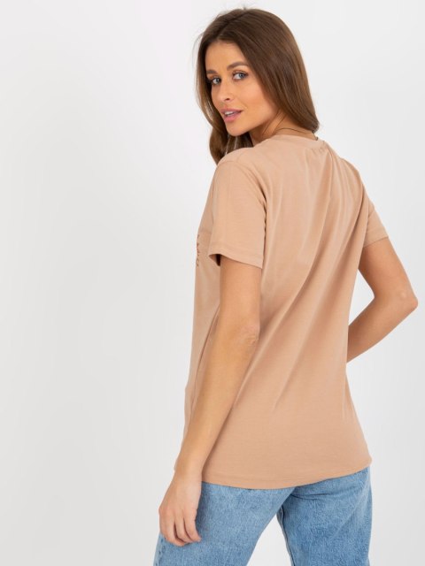 T-shirt FA-TS-8385.07 camelowy T-shirt FA-TS-8385.07 camelowy